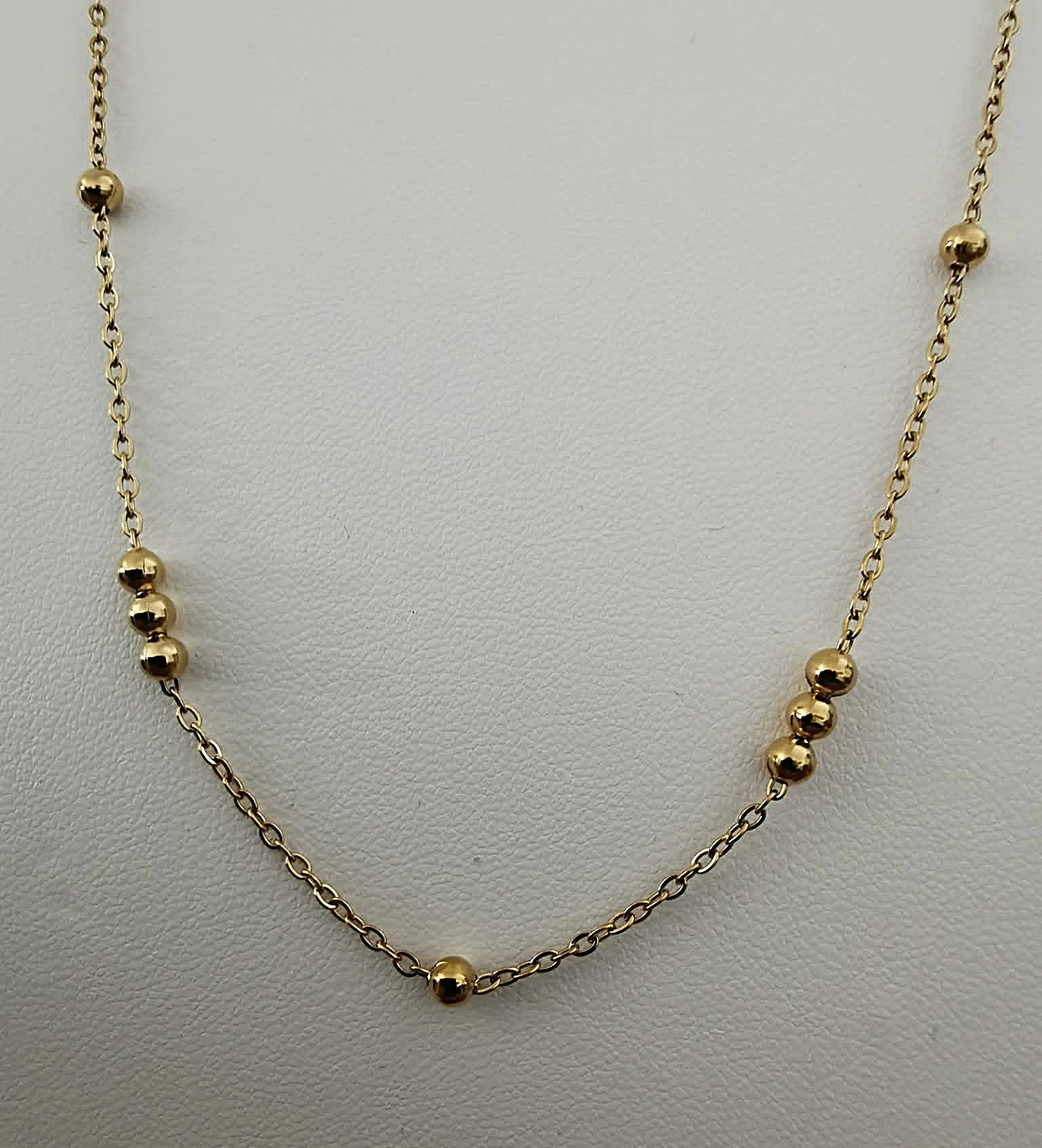 Collar de cadena con perlas doradas de acero inoxidable – photo 2